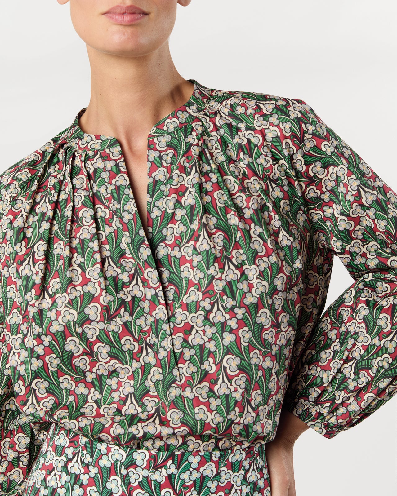 Sienna Top in Crimson/Multi Laith Liberty Fabric