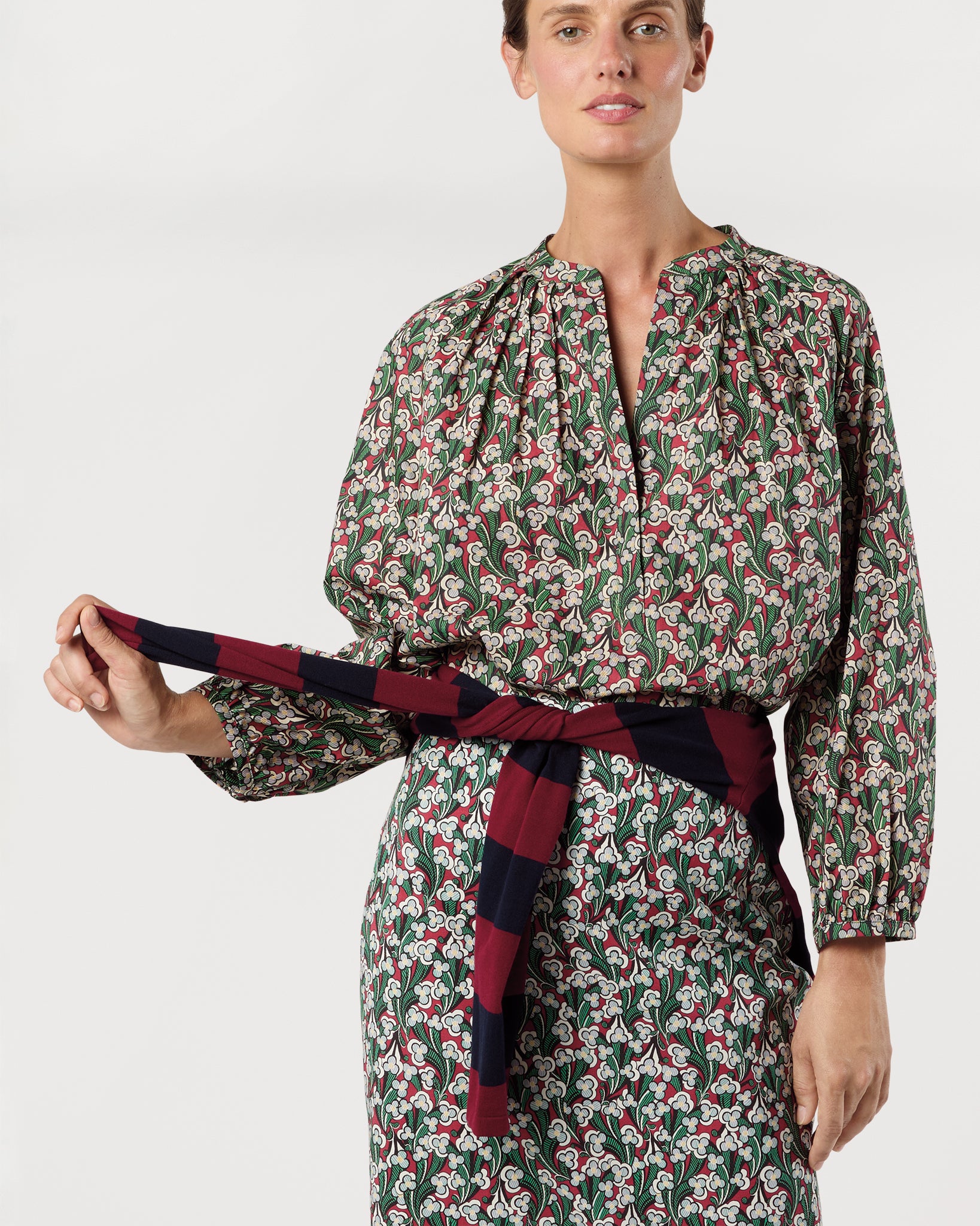 Sienna Top in Crimson/Multi Laith Liberty Fabric