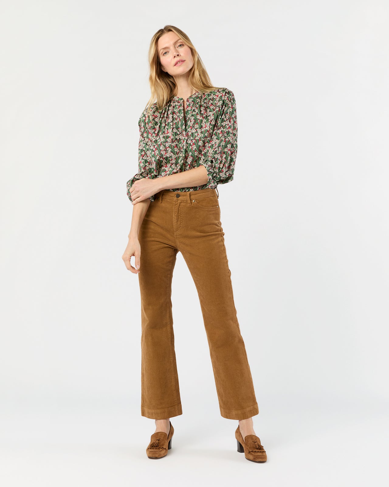 Kendall Flare 5-Pocket Jean in Tobacco Stretch Cord