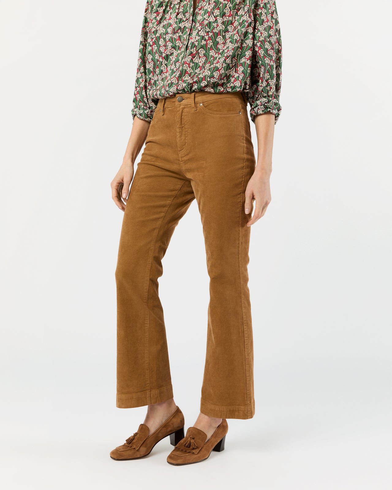 Kendall Flare 5-Pocket Jean in Tobacco Stretch Cord