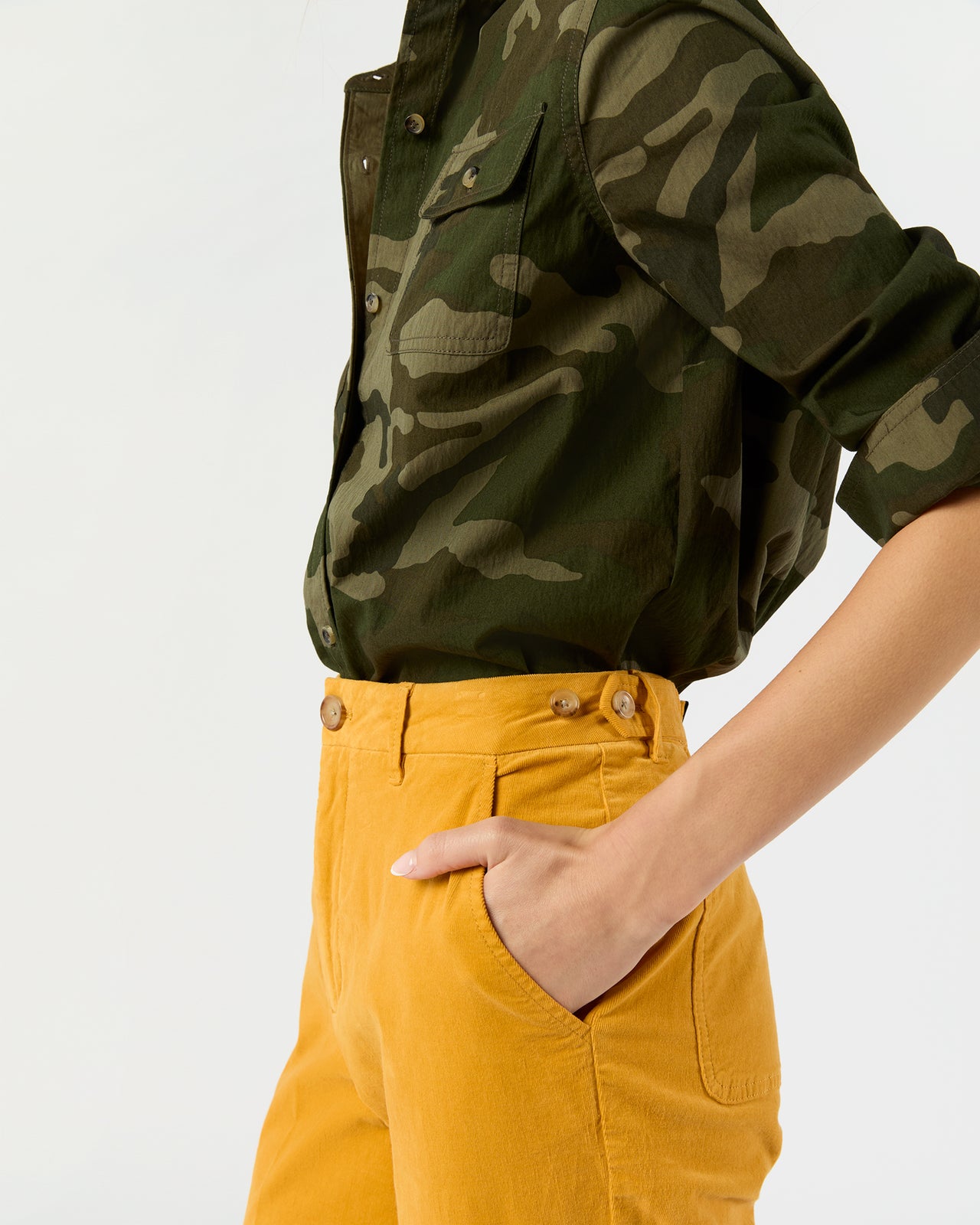 Billie Pant in Gold Stretch Baby Cord