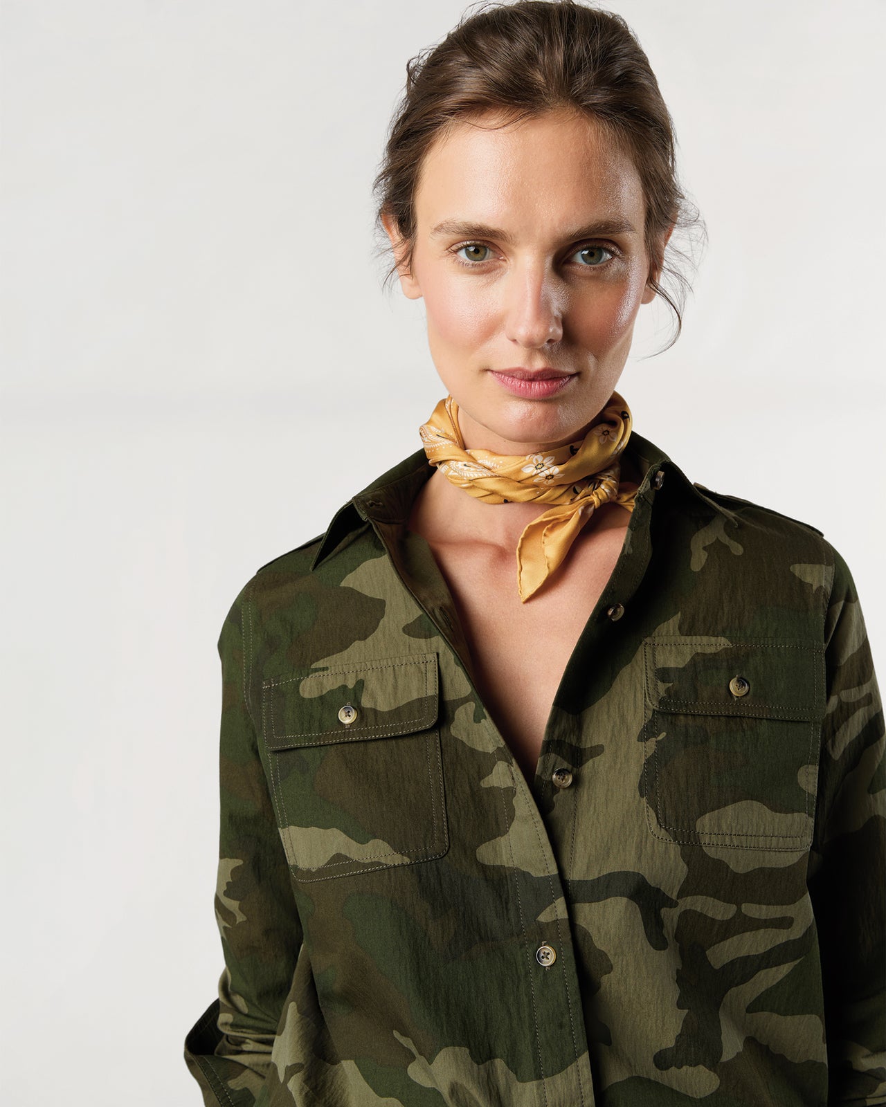 Medium Hand-Rolled Silk Scarf in Marigold Floral Paisley