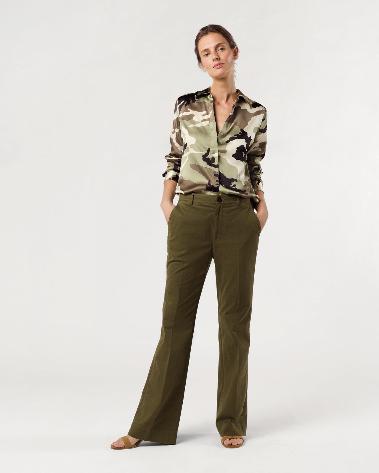 Classic Blouse in Camo Silk Charmeuse