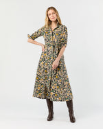 Load image into Gallery viewer, Avery Shirtwaist Dress in Navy/Multi Floral Printed Cotolino
