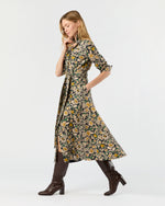 Load image into Gallery viewer, Avery Shirtwaist Dress in Navy/Multi Floral Printed Cotolino
