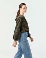 Load image into Gallery viewer, Sienna Top in Navy/Multi Flower Printed Cord
