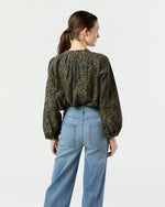 Load image into Gallery viewer, Sienna Top in Navy/Multi Flower Printed Cord
