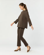 Load image into Gallery viewer, Faye Flare Cropped Pant in Coffee Bi-Stretch Tricotine
