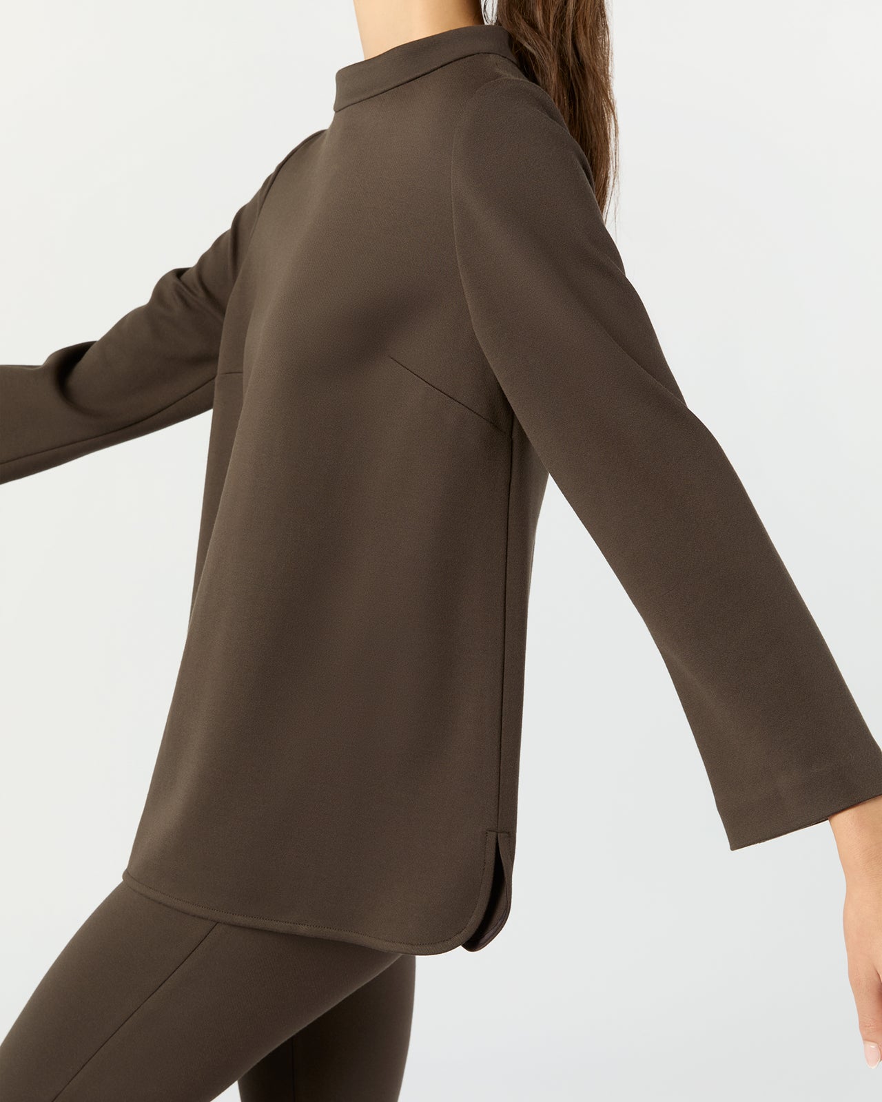 Samantha Top in Coffee Bi-Stretch Tricotine