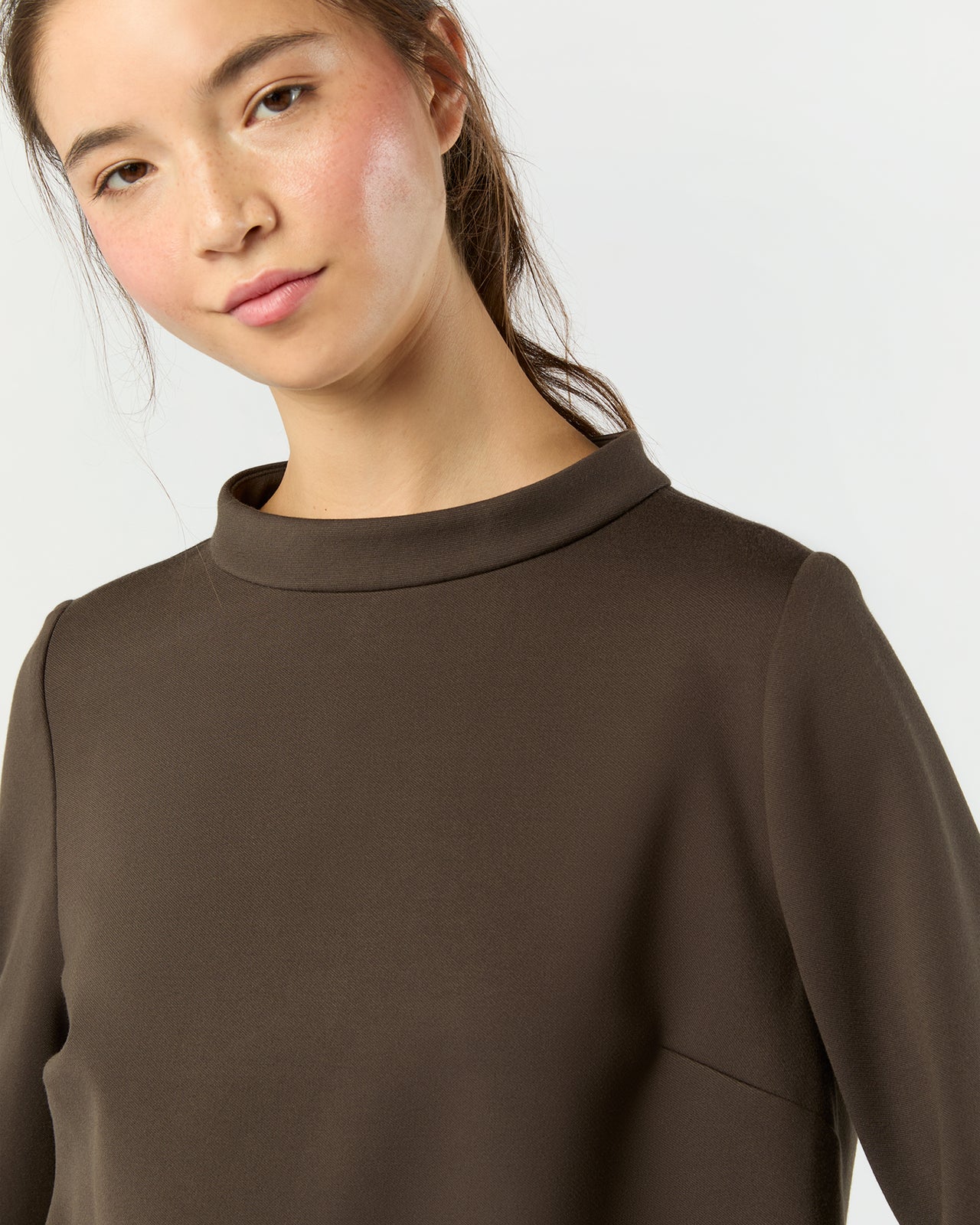 Samantha Top in Coffee Bi-Stretch Tricotine