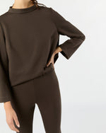 Load image into Gallery viewer, Samantha Top in Coffee Bi-Stretch Tricotine
