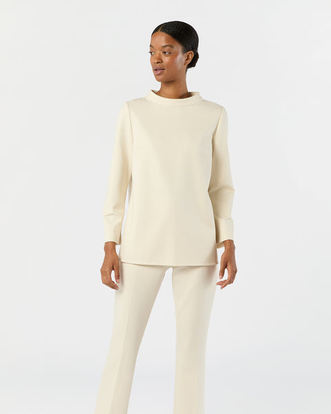 Samantha Top in Bisque Bi-Stretch Tricotine | Shop Ann Mashburn