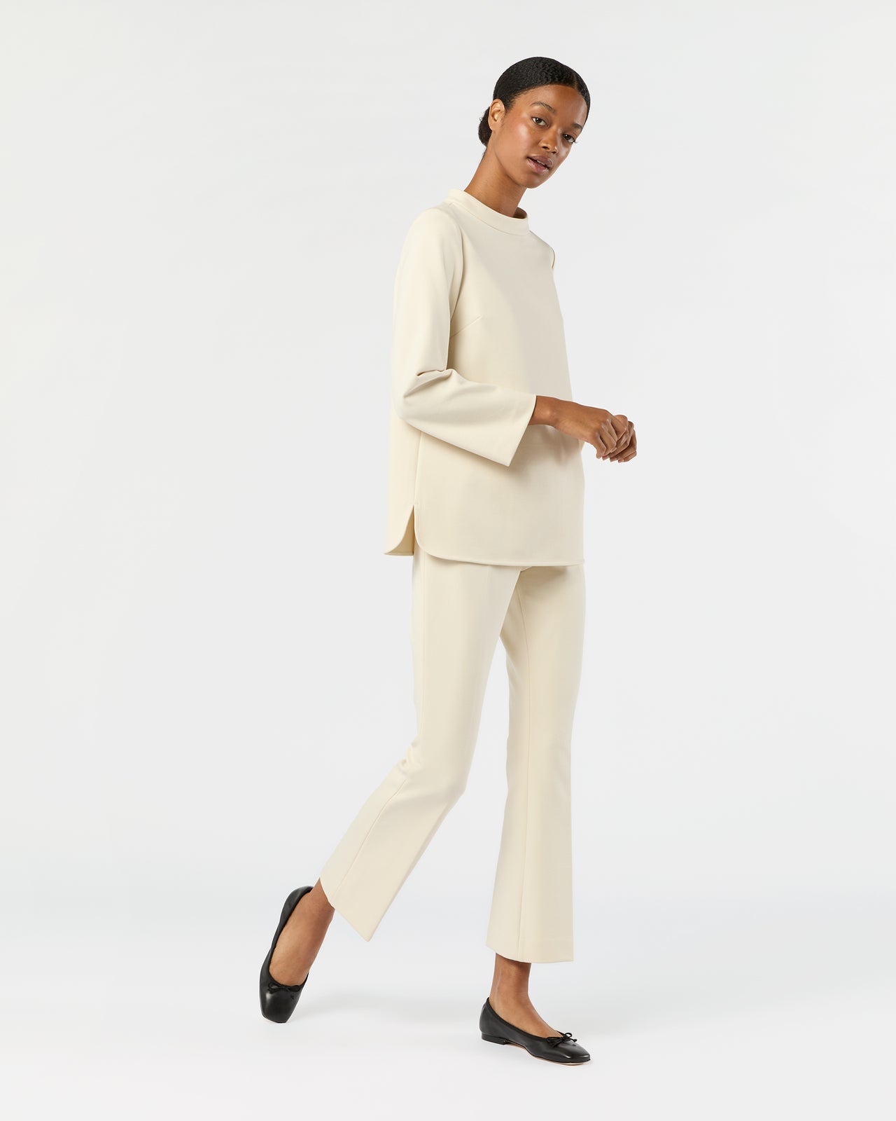 Samantha Top in Bisque Bi-Stretch Tricotine