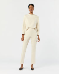 Faye Flare Cropped Pant in Bisque Bi-Stretch Tricotine