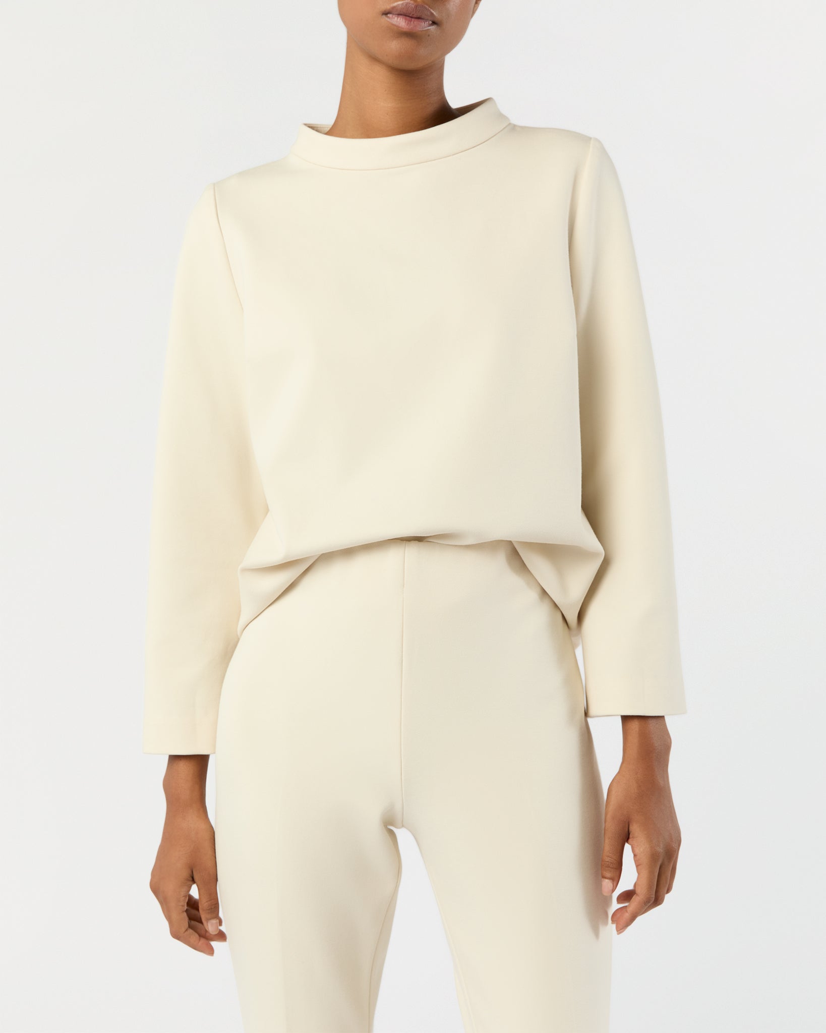 Faye Flare Cropped Pant in Bisque Bi-Stretch Tricotine