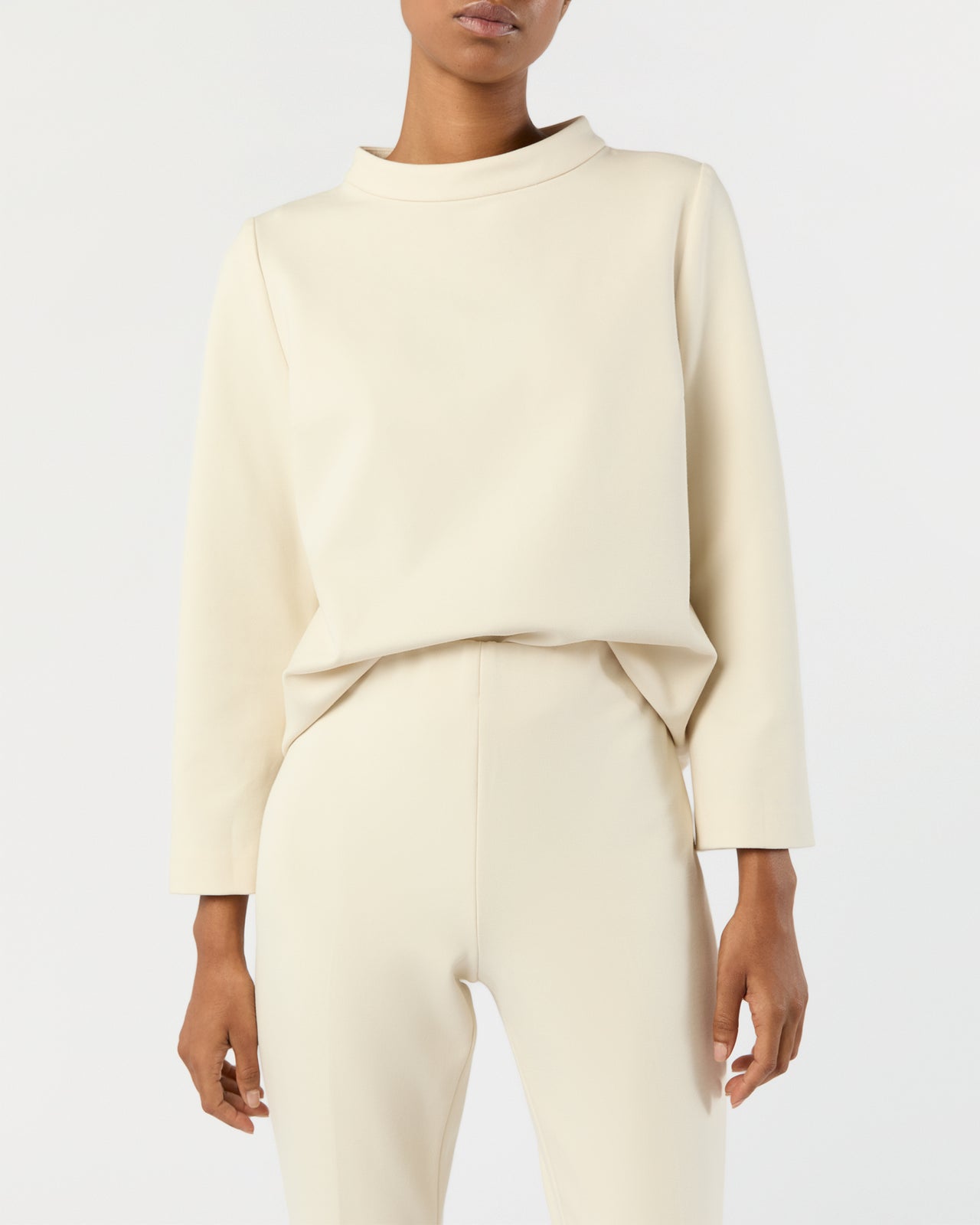 Faye Flare Cropped Pant in Bisque Bi-Stretch Tricotine