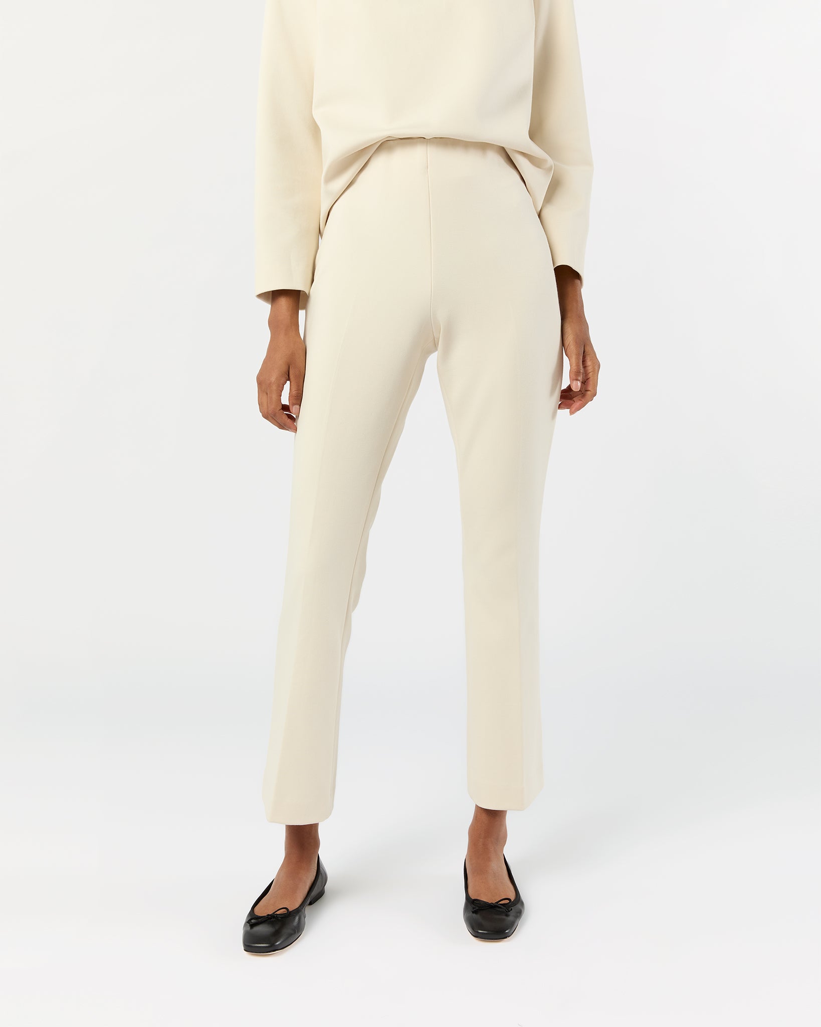 Faye Flare Cropped Pant in Bisque Bi-Stretch Tricotine