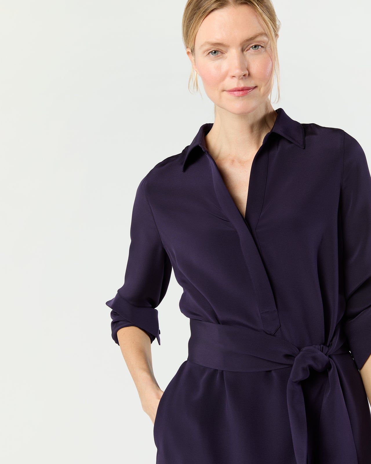 Piper Maxi Dress in Eggplant Silk Crepe de Chine
