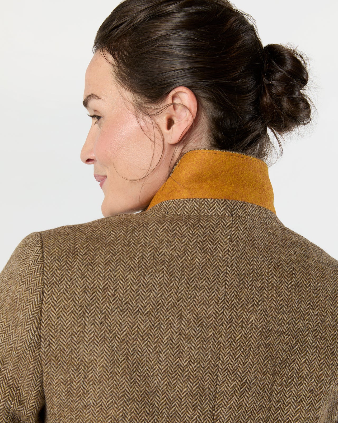 Moira Blazer in Tobacco/Coffee Small Herringbone Tweed