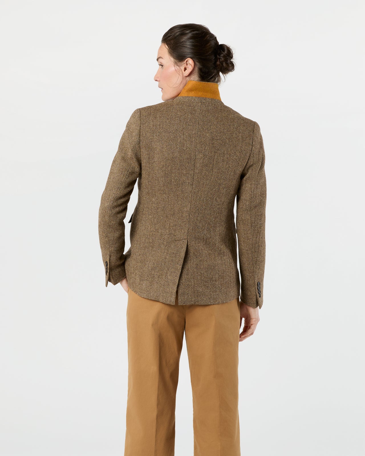 Moira Blazer in Tobacco/Coffee Small Herringbone Tweed