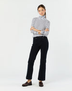 Load image into Gallery viewer, Turtleneck Tee in White/Navy Stripe Jersey
