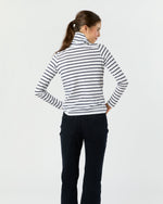 Load image into Gallery viewer, Turtleneck Tee in White/Navy Stripe Jersey
