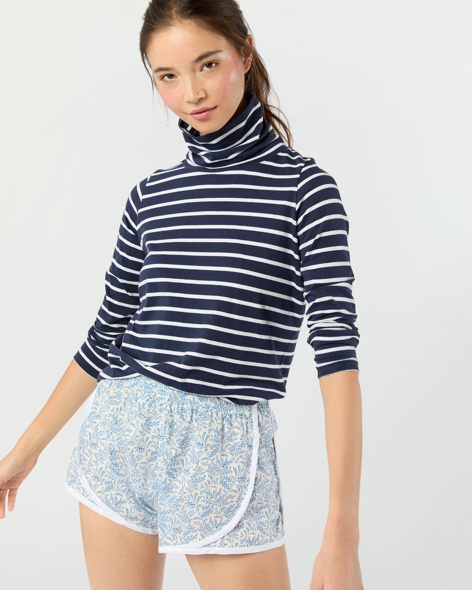 Track Short in Blue Hope Springs Liberty Fabric