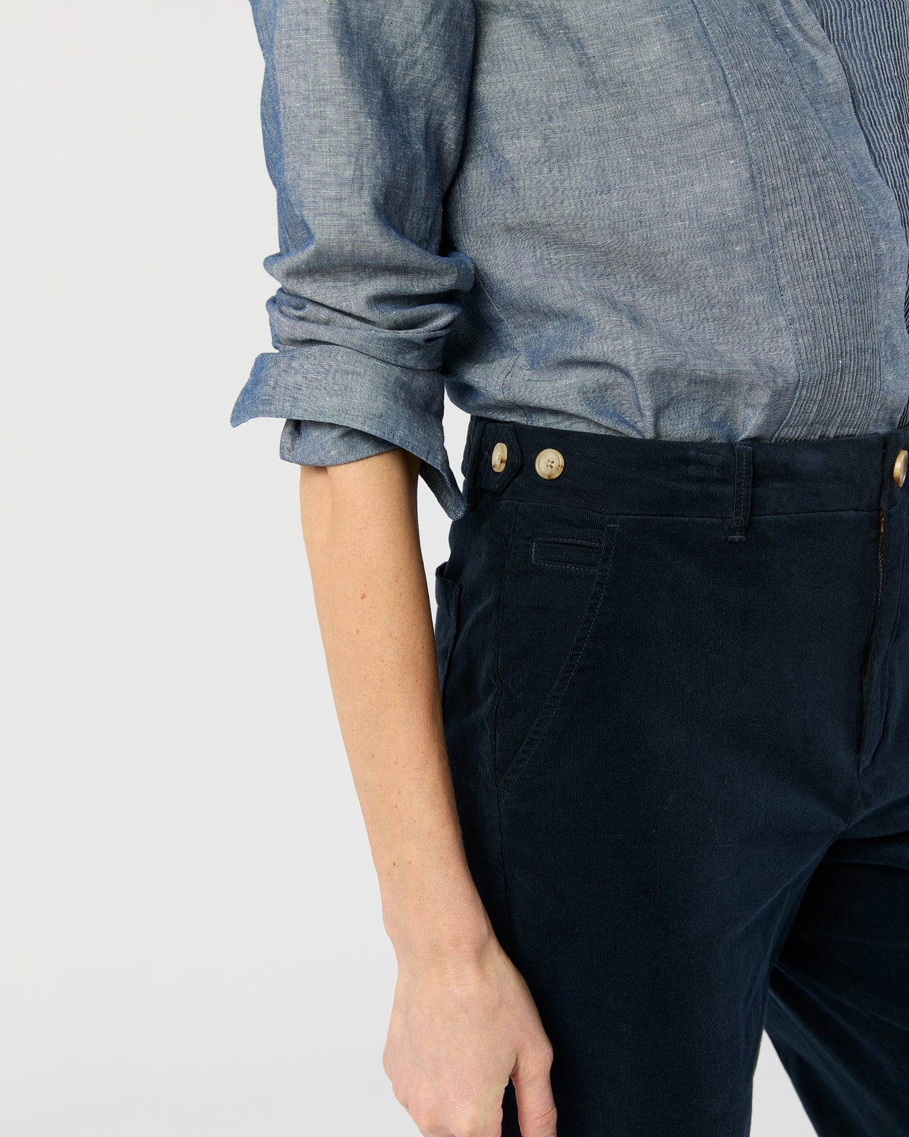 Billie Pant in Petrol Stretch Baby Cord