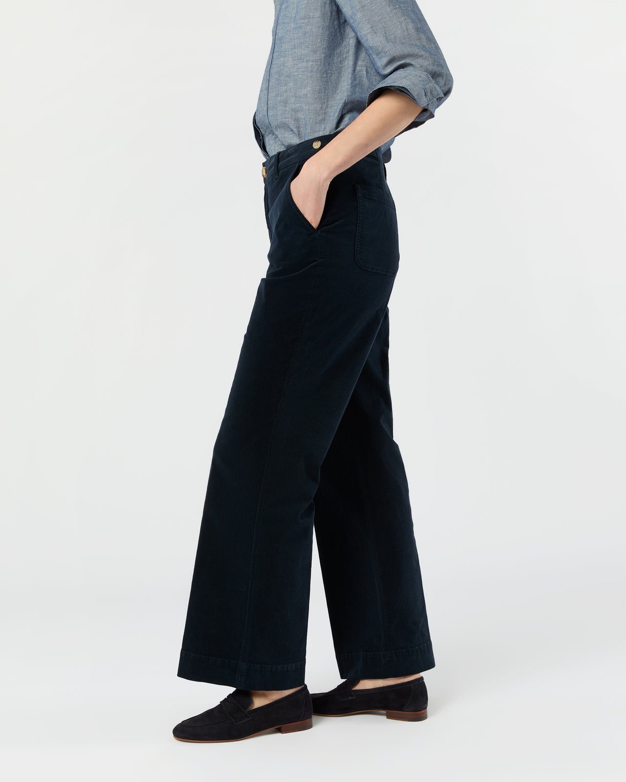 Billie Pant in Petrol Stretch Baby Cord