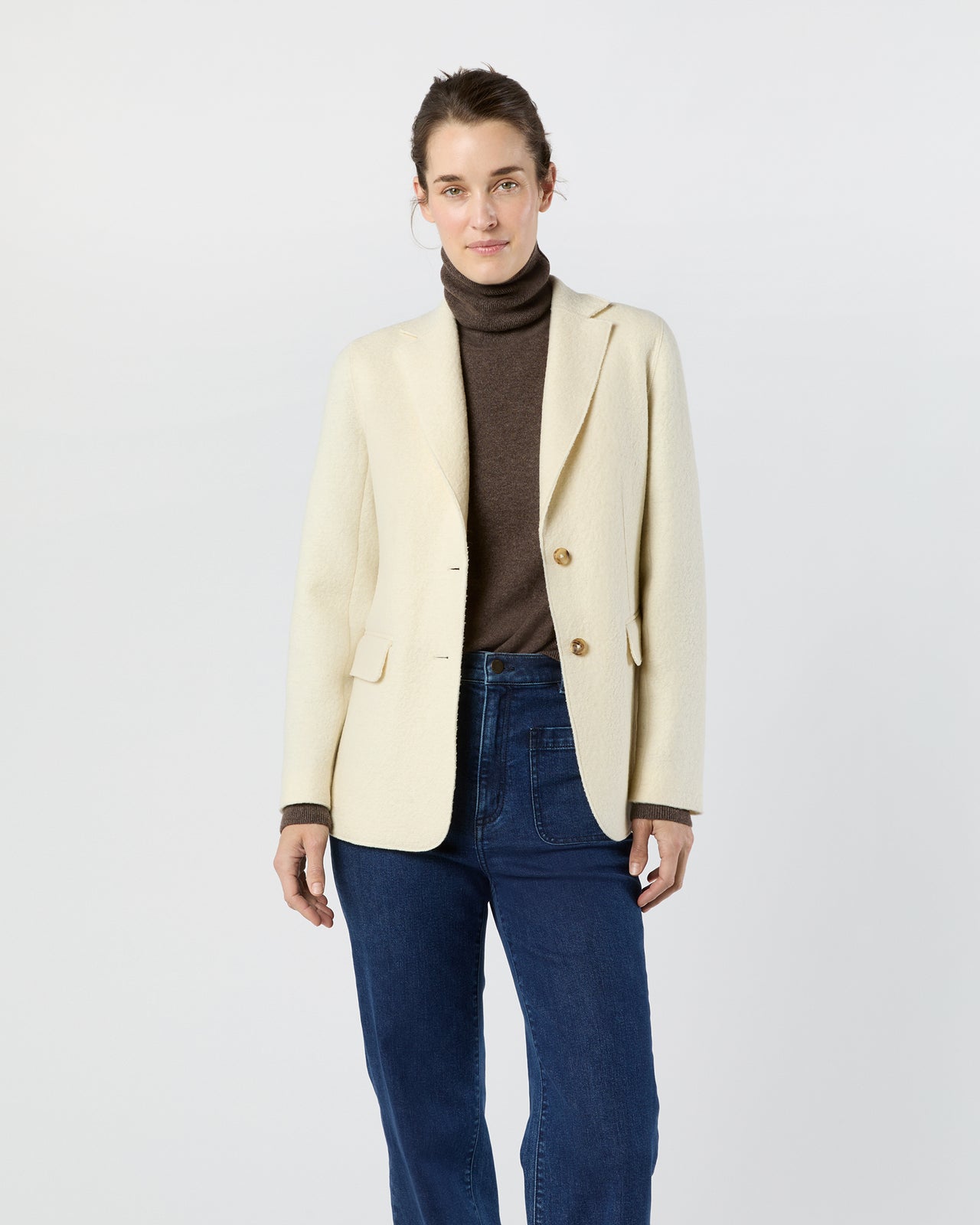 Palmer Blazer in Ivory Pressed Boiled Wool