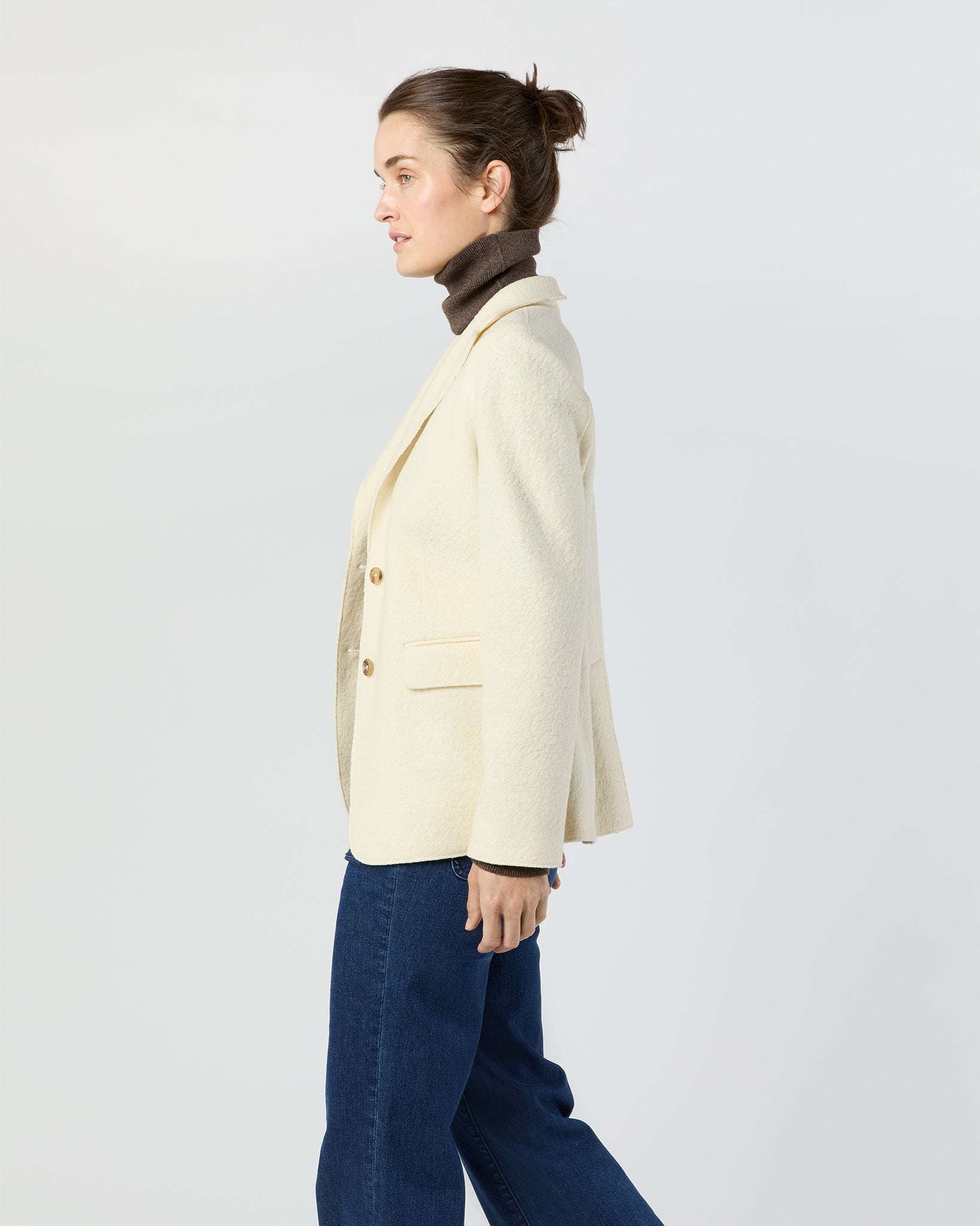 Palmer Blazer in Ivory Pressed Boiled Wool