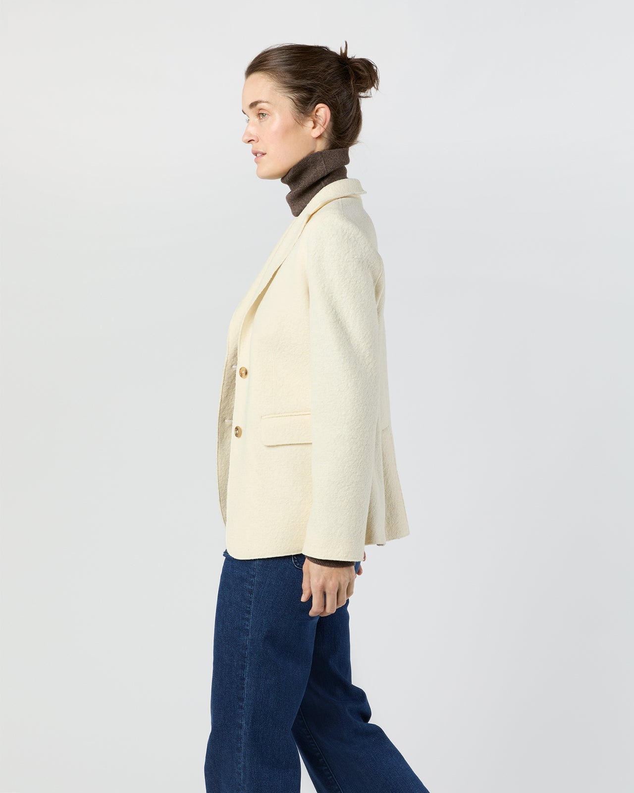 Palmer Blazer in Ivory Pressed Boiled Wool