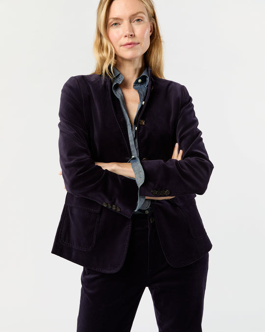 Marguerite Jacket in Eggplant Stretch Velveteen