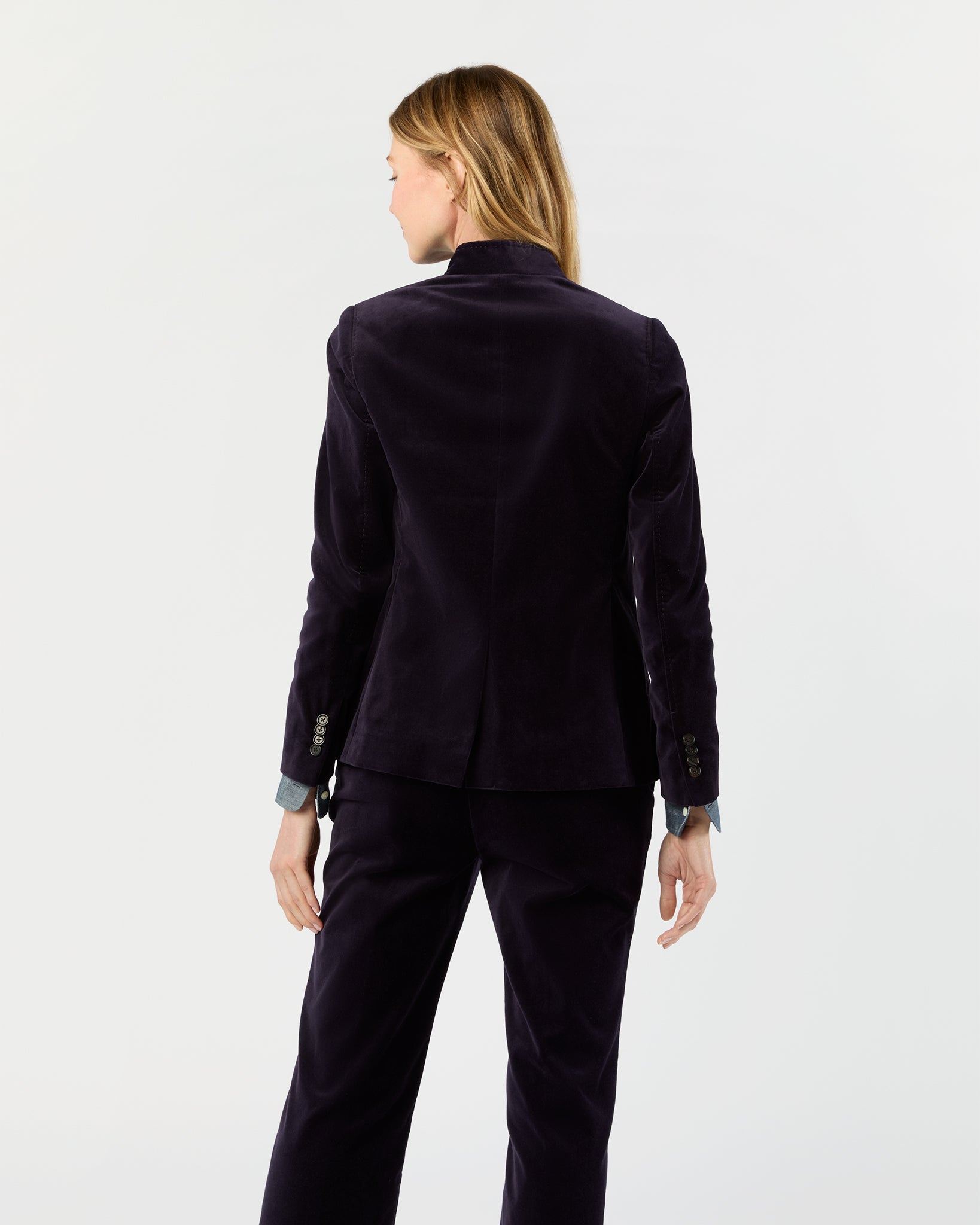 Marguerite Jacket in Eggplant Stretch Velveteen