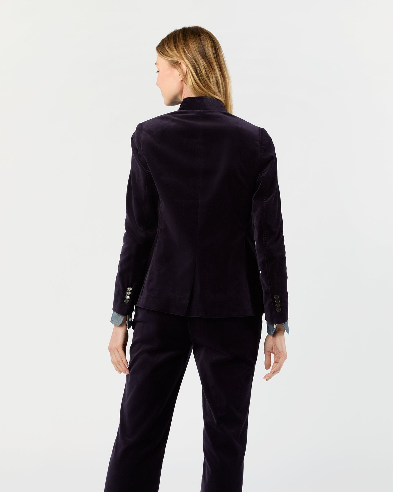 Marguerite Jacket in Eggplant Stretch Velveteen