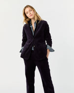Load image into Gallery viewer, Marguerite Jacket in Eggplant Stretch Velveteen
