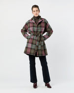 Load image into Gallery viewer, Kimono Carina Coat in Pink/Loden Blanket Plaid Harris Tweed
