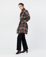 Load image into Gallery viewer, Kimono Carina Coat in Pink/Loden Blanket Plaid Harris Tweed
