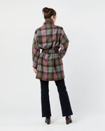 Load image into Gallery viewer, Kimono Carina Coat in Pink/Loden Blanket Plaid Harris Tweed
