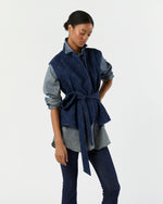 Load image into Gallery viewer, Corinne Vest in Indigo Patchwork Matelassé
