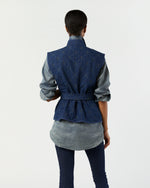 Load image into Gallery viewer, Corinne Vest in Indigo Patchwork Matelassé
