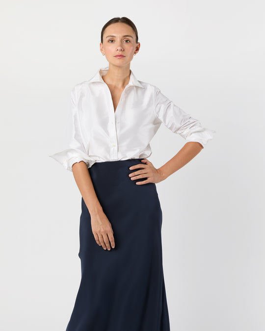 Sidney Shirt in Ivory Silk Shantung
