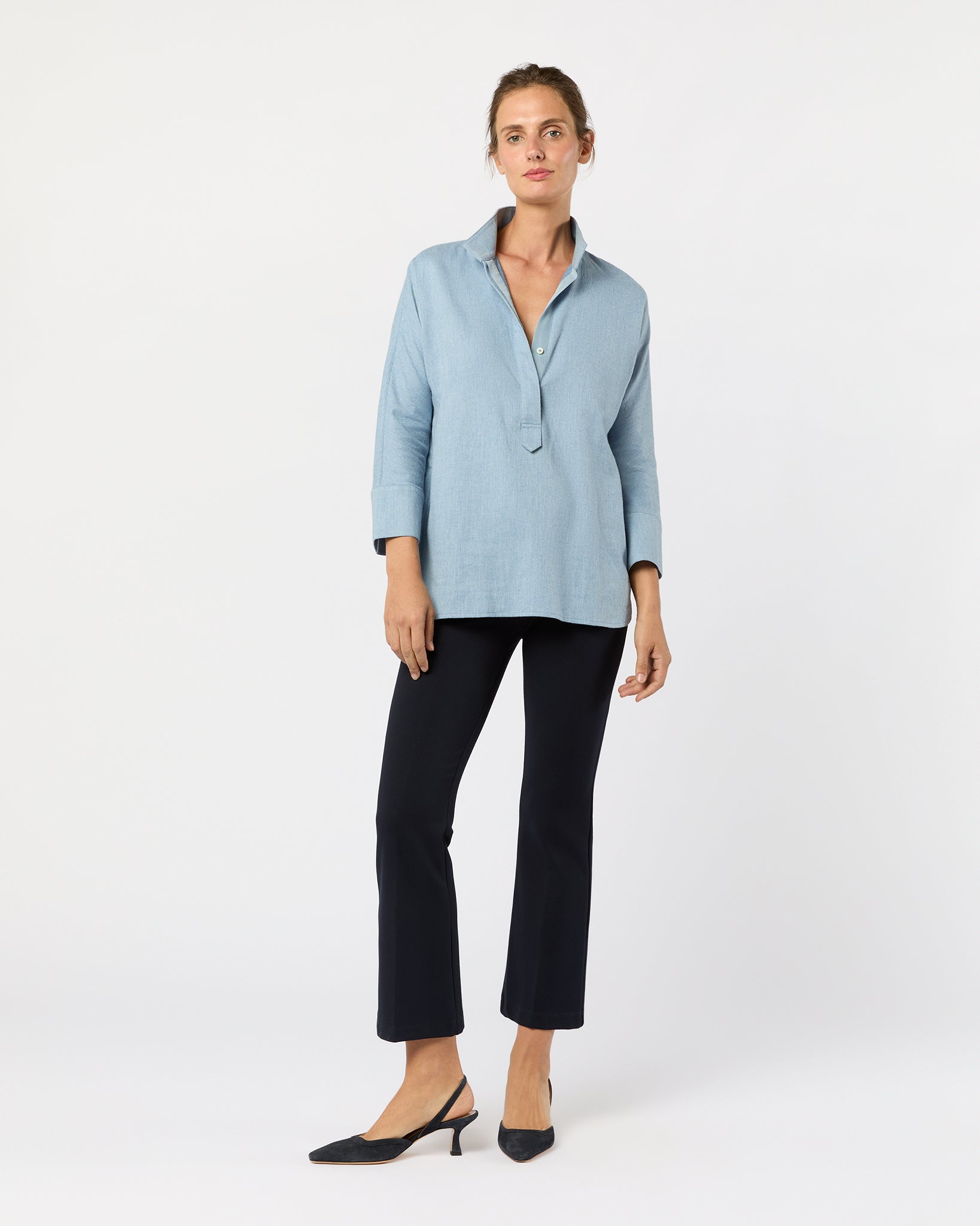 Fanny Shirt in Sky Brushed Twill