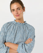Load image into Gallery viewer, Kamille Blouson-Sleeve Top in Blue Feather Meadow Liberty Fabric
