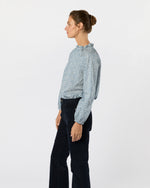 Load image into Gallery viewer, Kamille Blouson-Sleeve Top in Blue Feather Meadow Liberty Fabric

