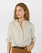 Load image into Gallery viewer, Becca Shirt in Olive/Ochre/Blue Tattersall Brushed Twill
