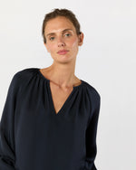 Load image into Gallery viewer, Ariana Blouse in Navy Silk Crepe de Chine
