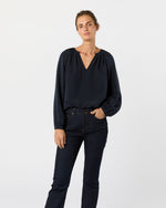 Load image into Gallery viewer, Ariana Blouse in Navy Silk Crepe de Chine
