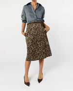 Load image into Gallery viewer, Adley Wrap Skirt in Leopard Cavalry Twill Jacquard
