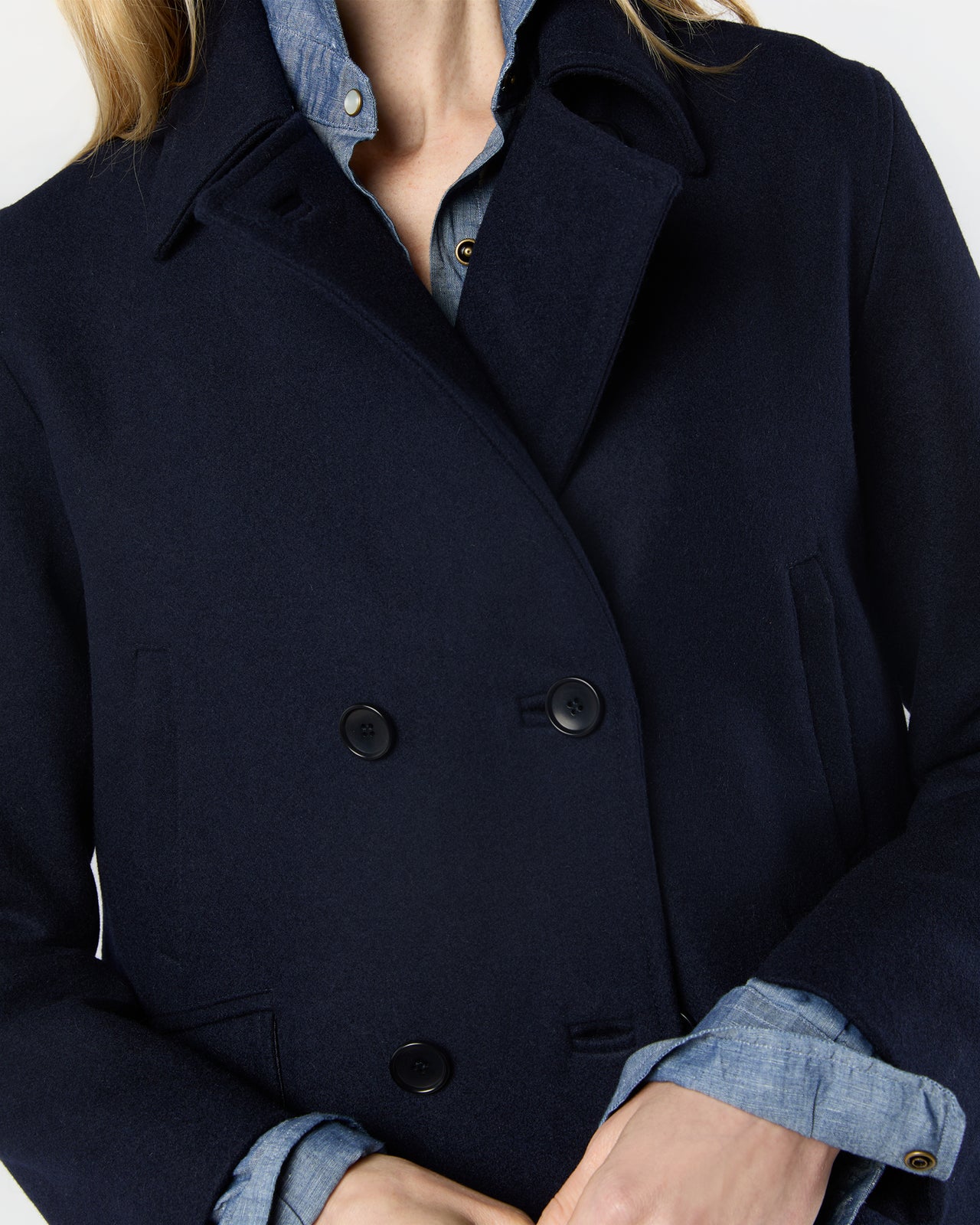 Clark Peacoat in Navy Pilot Cloth | Shop Ann Mashburn